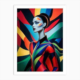 Woman In A Colorful Dress 1 Art Print