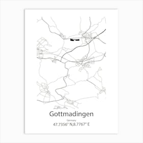 Gottmadingen,Germany Minimalist Map Art Print