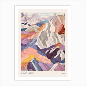 Mount Logan Canada 1 Colourful Mountain Illustration Poster Art Print