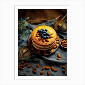 Almond Cake With Blueberries sweet food Art Print