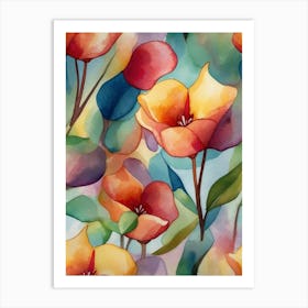 Watercolor Flowers 50 Art Print