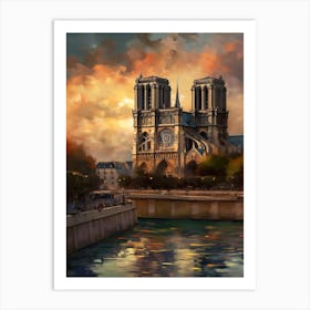 Notre Dame Paris France Monet Style 2 Art Print