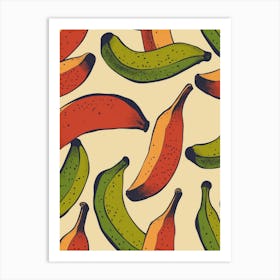 Banana Pattern Illustration 3 Art Print
