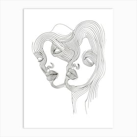 Women Portraits In Line 8 Art Print