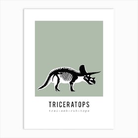 Triceratops, Dinosaur Boys Room Decor, Green Art Print