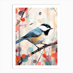 Bird Painting Collage Carolina Chickadee 3 Art Print