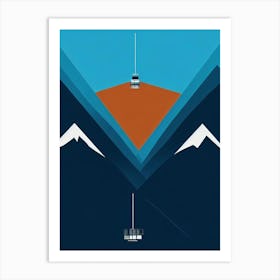 Verbier, Switzerland Modern Illustration Skiing Poster Art Print
