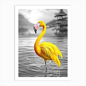 Yellow Flamingo Art Print