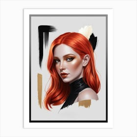 Portrait Of A Woman With Red Hair 4 Art Print