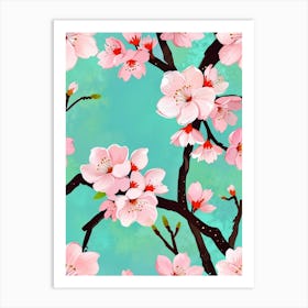 Sakura Blossom Seamless Pattern Art Print