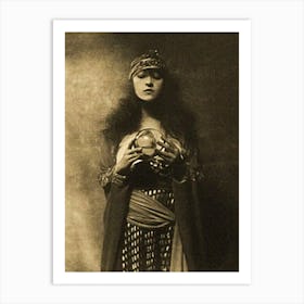 The Crystal Ball - Remastered Vintage Art Deco Old Photograph - 1920-30s Gazing at Crystal Ball with Crown, Gypsy Witch Bohemian Fortune Teller Pyschic Goddess Art Print