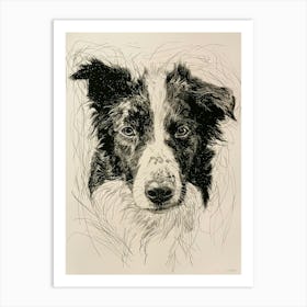 Border Collie Dog Line Sketch 1 Art Print
