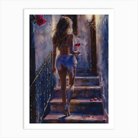 Girl With A Glass Of Wine 12 Art Print