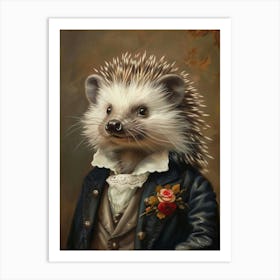 Victorian Animal Portrait, Dressed Animal Prints, Royal Hedgehog Poster, Altered Art, Renaissance Animal Art, Animal Lover Gift Art Print