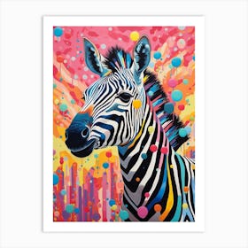 Rainbow Dotty Zebra 2 Art Print