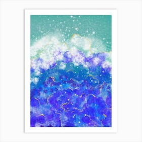 Ocean's Rhythm - Abstract Waves in Blue Art Print