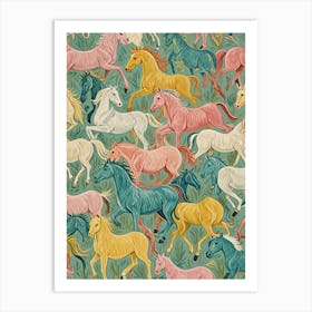 Horses In A Field Art Print