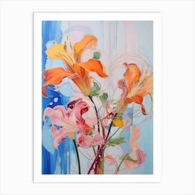 Abstract Flower Painting Gloriosa Lily 2 Art Print