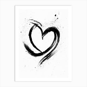 Infinity Heart Symbol Black And White Painting Art Print