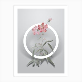 Vintage Peach Leaved Rose Minimalist Floral Geometric Circle on Soft Gray n.0157 Art Print