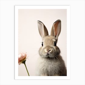 Bunny With Flower Art Print
