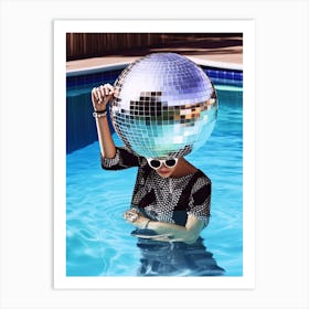 Woman Pool Disco Ball Fashion Photography 5 Art Print