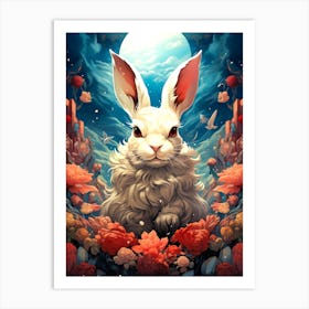 Rabbit In The Moonlight Art Print