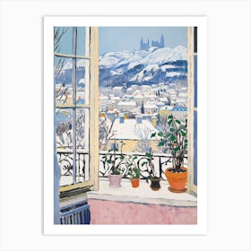 The Windowsill Of Salzburg   Austria Snow Inspired By Matisse 2 Art Print