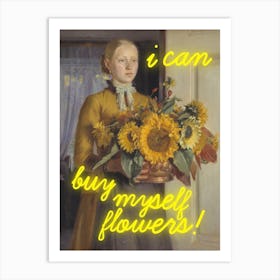 I can buy myself flowers - Vintage altered art - Trendy wall art Art Print