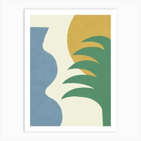 Mediterranean Abstract Bright Colorful Blue Green Gold Art Print