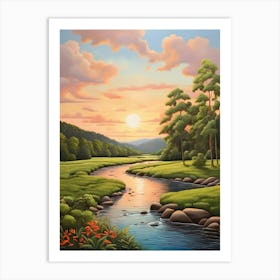 Sunset At The River Art Print