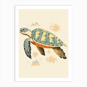 Beige Geometric Abstract Turtle Art Print