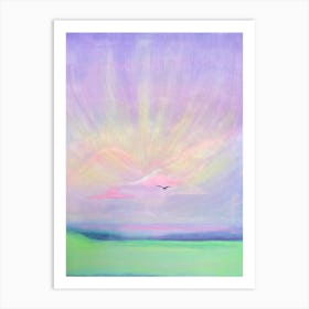 Sunset With A Bird Art Print