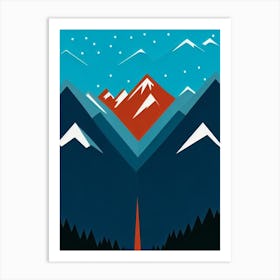 Adelboden, Switzerland Modern Illustration Skiing Poster Art Print