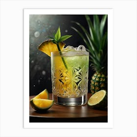 Tropical Cocktail With Pineapple Art Print