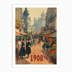 Aihrgdesign A Retro Poster Of A Bustling 1908 City Market Fea 8aa17f38 6e14 425b A6f2 E10341a75dbe 0 Art Print