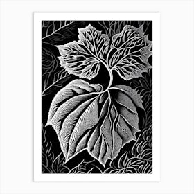 Raspberry Leaf Linocut 7 Art Print