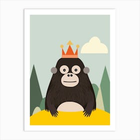 Little Mountain Gorilla 2 Wearing A Crown Art Print