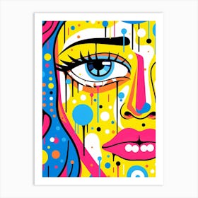 Sad Geometric Face Illustration Art Print