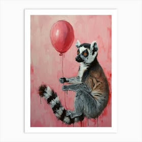 Cute Lemur 1 With Balloon Art Print