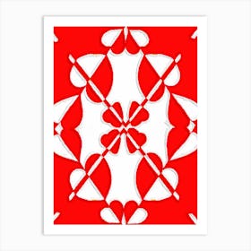 Red And White Paisley Hearts Art Print