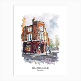 Redbridge London Borough   Street Watercolour 4 Poster Art Print