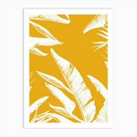 Tropical Leaves On Yellow Background 1 Art Print