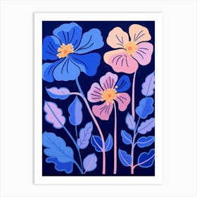 Blue Flower Illustration Portulaca 3 Art Print
