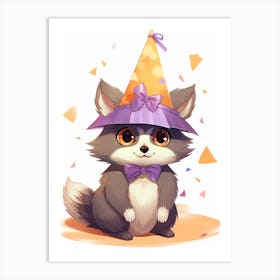 Cute Kawaii Cartoon Raccoon 3 Art Print