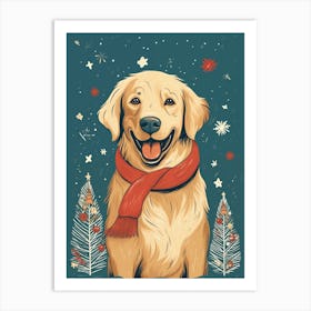 Golden Retriever Christmas Art Print