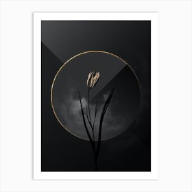 Shadowy Vintage Lady Tulip Botanical in Black and Gold n.0153 Art Print