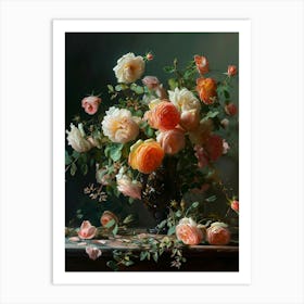 Baroque Floral Still Life Rose 1 Art Print