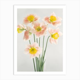 Bunch Of Daffodils Flowers Acrylic Painting In Pastel Colours 5 Art Print