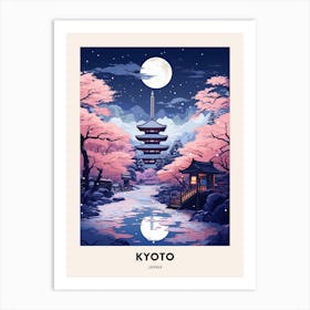 Winter Night  Travel Poster Kyoto Japan 4 Art Print